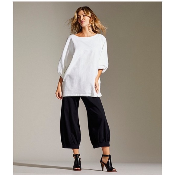 bryn Walker Pants - Bryn Walker Wyatt Cotton Knit Crop Lantern Pants XL Black Lagenlook Minimalist